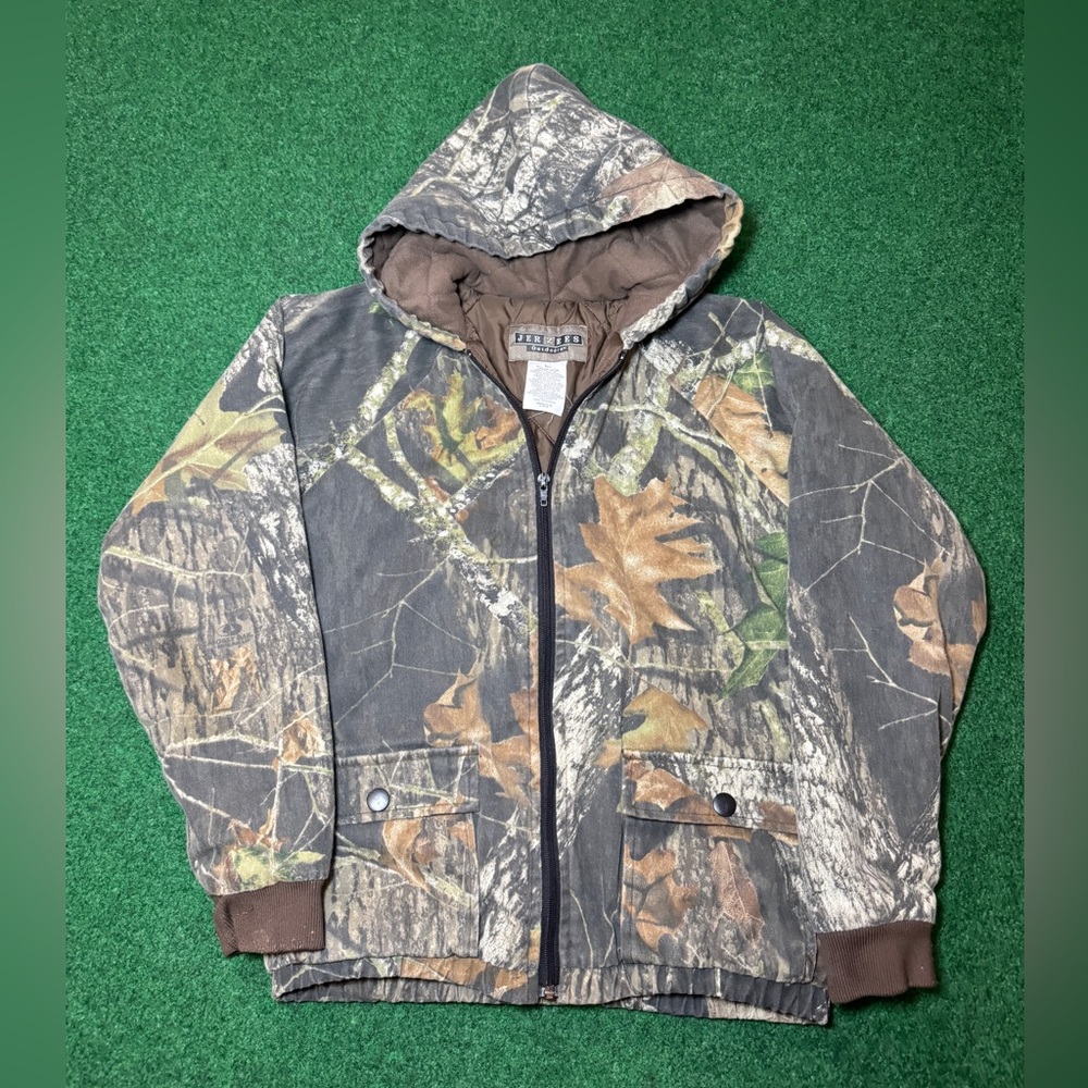 Vintage Y2K Realtree Camo Jerzees Full Zip Insulated Hunting Boys Large Jacket